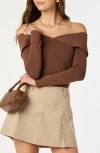 Astr The Label Off The Shoulder Sweater In Brown