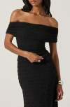 Astr The Label Off The Shoulder Textured Knit Top In Black