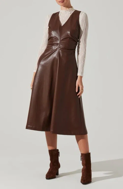 Astr The Label Omaira Faux Leather Midi Dress In Brown