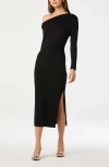 Astr The Label One-shoulder Long Sleeve Sweater Dress In Black