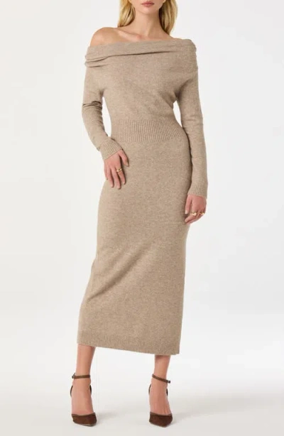 Astr The Label One-shoulder Long Sleeve Sweater Dress In Brown