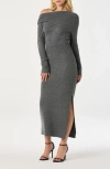 Astr The Label One-shoulder Long Sleeve Sweater Dress In Gray