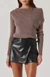 Astr The Label One-shoulder Rib Sweater In Taupe
