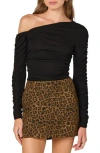 Astr The Label One Shoulder Ruched Knit Top In Black