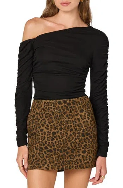 Astr The Label One Shoulder Ruched Knit Top In Black