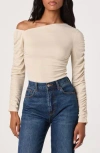 Astr The Label One Shoulder Ruched Knit Top In Multi