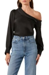 Astr Off The Shoulder Satin Blouse In Black
