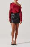 Astr The Label One-shoulder Satin Top In Brick Red