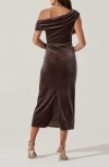 Astr The Label One-shoulder Velvet Midi Dress In Taupe