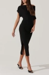 Astr The Label One-shoulder Wide Rib Sweater Dress In Black