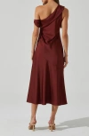 Astr The Label Orissa One-shoulder Satin Midi Dress In Brick