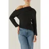 Astr The Label Orlia One-shoulder Woven Top In Black