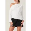 Astr The Label Orlia One-shoulder Woven Top In White