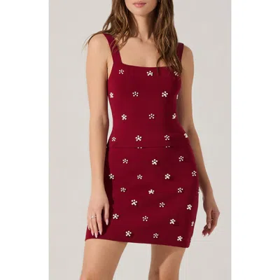 Astr The Label Osanna Faux Pearl Detail Sweater In Red
