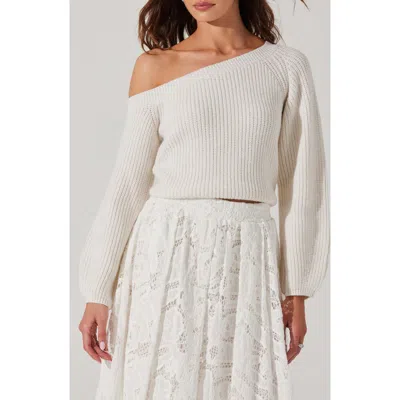 Astr The Label Ottolia One-shoulder Crop Sweater In White