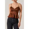Astr The Label Paislee Satin Peplum Top In Brown