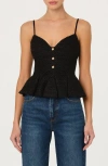 Astr The Label Paislee Texture Peplum Top In Black