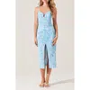 Astr The Label Palmero Floral Print Ruched Sleeveless Maxi Dress In Blue Multi Floral