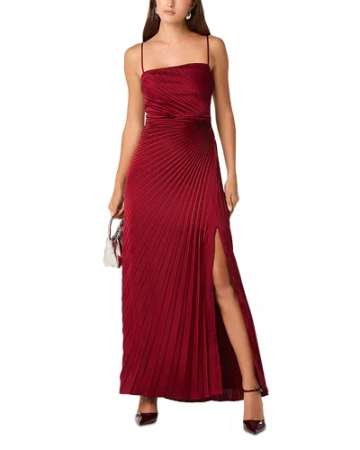 Astr The Label Paulette Pleated Satin Maxi Dress In Red