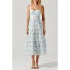 Astr Pellagia Floral Eyelet Midi Dress In Blue And White In Blue