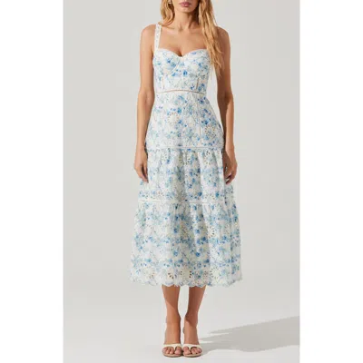 Astr The Label Pellagia Eyelet Embroidery A-line Dress In Blue
