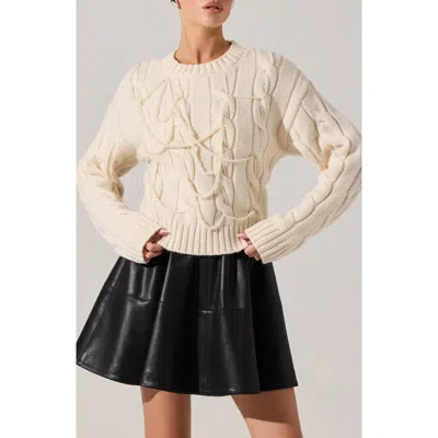 Astr The Label Pennina Cable Sweater In Neutral