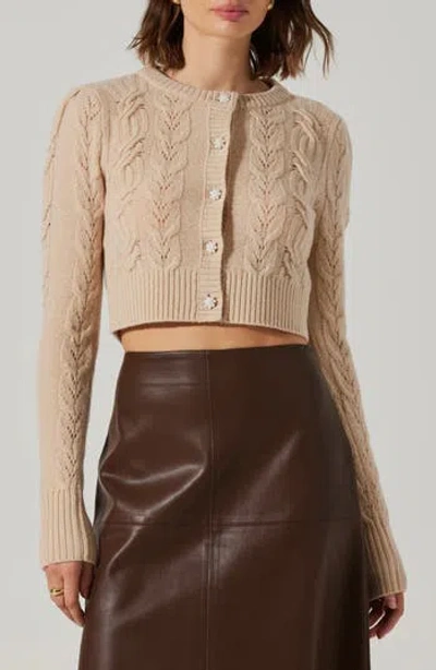 Astr The Label Peri Wool Cable Knit Cardigan In White