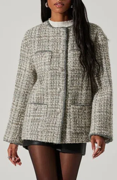 ASTR ASTR THE LABEL PERONA PLAID BOUCLÉ KNIT COAT