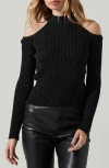 Astr The Label Pickford Cold Shoulder Sweater In Black
