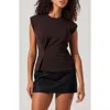 Astr The Label Pinched Fabric Top In Deep Brown