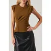 Astr The Label Pinched Fabric Top In Olive