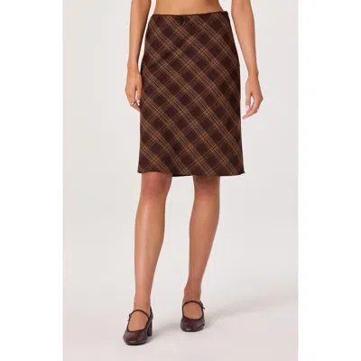 Astr The Label Plaid Slip Skirt In Brown