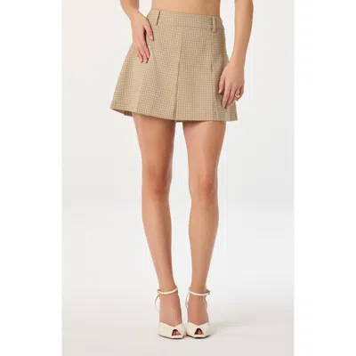 Astr The Label Pleat Plaid Miniskirt In Brown