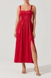Astr The Label Pleated Bustier Midi Dress In Red