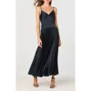 Astr The Label Pleated Drop Waist Dress In Blue