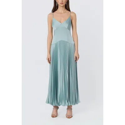 Astr The Label Pleated Drop Waist Dress In Blue