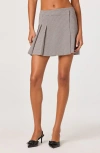 Astr The Label Pleated Houndstooth Wrap Miniskirt In Gray