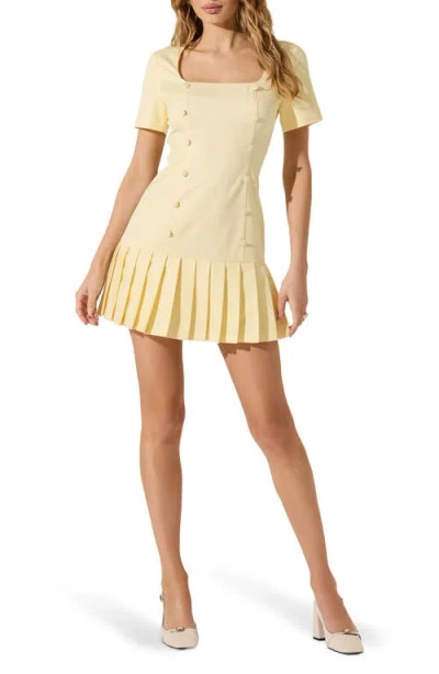 Astr The Label Pleated Minidress In Yellow