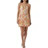 Astr The Label Pleated Tie Back Dress In Cream Orange Floral