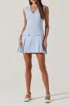 Astr The Label Pleated Tweed Minidress In Sky Blue