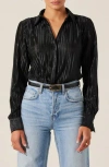 Astr The Label Plissé Button-up Shirt In Black