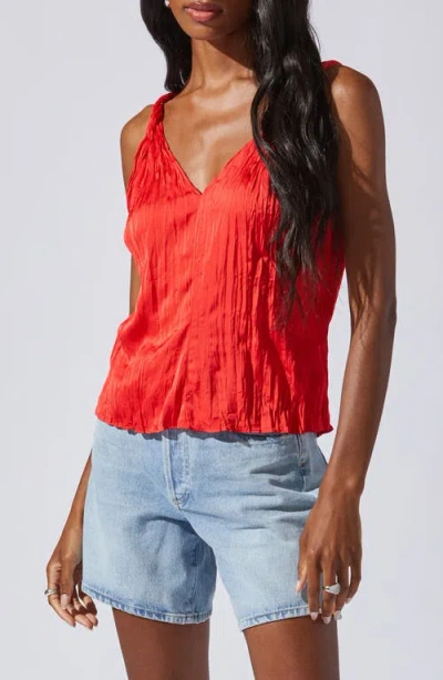 Astr The Label Plissé Camisole In Red
