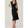 Astr The Label Plissé Cap Sleeve Dress In Black