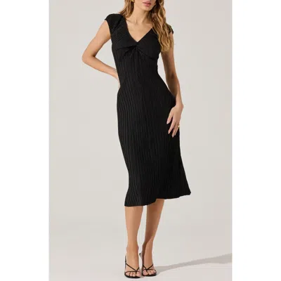 Astr The Label Plissé Cap Sleeve Dress In Black