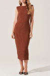 Astr The Label Plissé Maxi Dress In Friar Brown