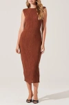 Astr The Label Plissé Maxi Dress In Friar Brown