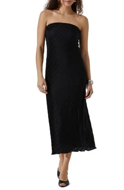 ASTR ASTR THE LABEL PLISSÉ STRAPLESS MIDI DRESS