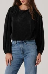 Astr The Label Plissé Tie Back Top In Black