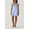 Astr The Label Poplin Fit & Flare Dress In Light Cobalt