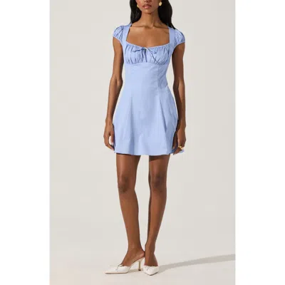 Astr The Label Poplin Fit & Flare Dress In Light Cobalt